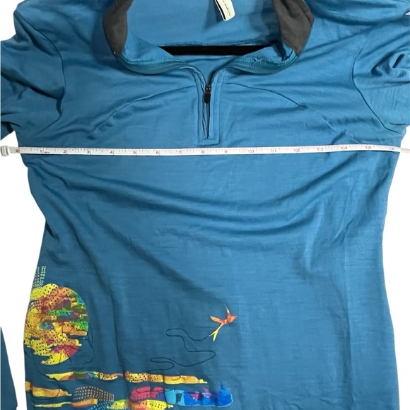 Ibex Blue Merino Wool Base layer Quarter Zip Hiking Outdoor Size Small - Picture 6 of 12
